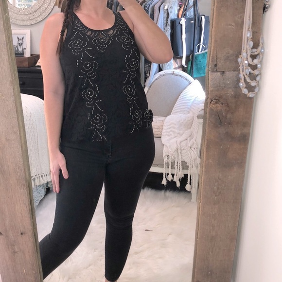 Day trip size medium black embroidered top - Picture 1 of 3